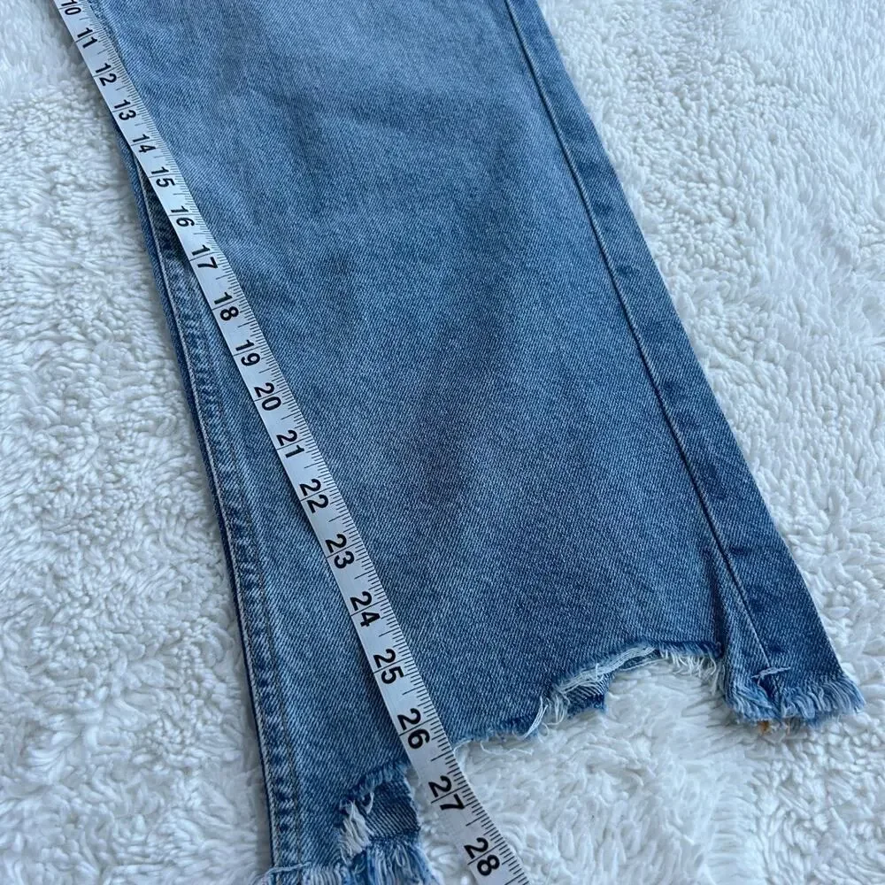 Free People Womens Straight Leg Denim Raw Hem Sz 30 Boho Indie Casual Preppy - Picture 5 of 7